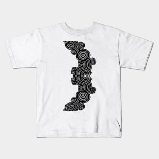 Aboriginal Art - Road Black Kids T-Shirt